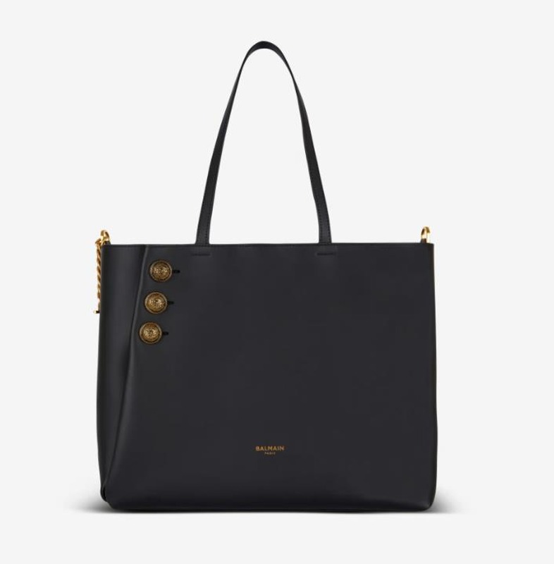 발망 Emblème leather tote bag BLACK  BN1FE836LARN