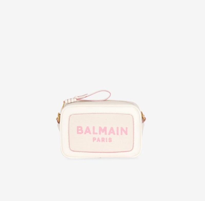 발망 B-Army canvas clutch bag with leather details BEIGE AN0BB720TCAB