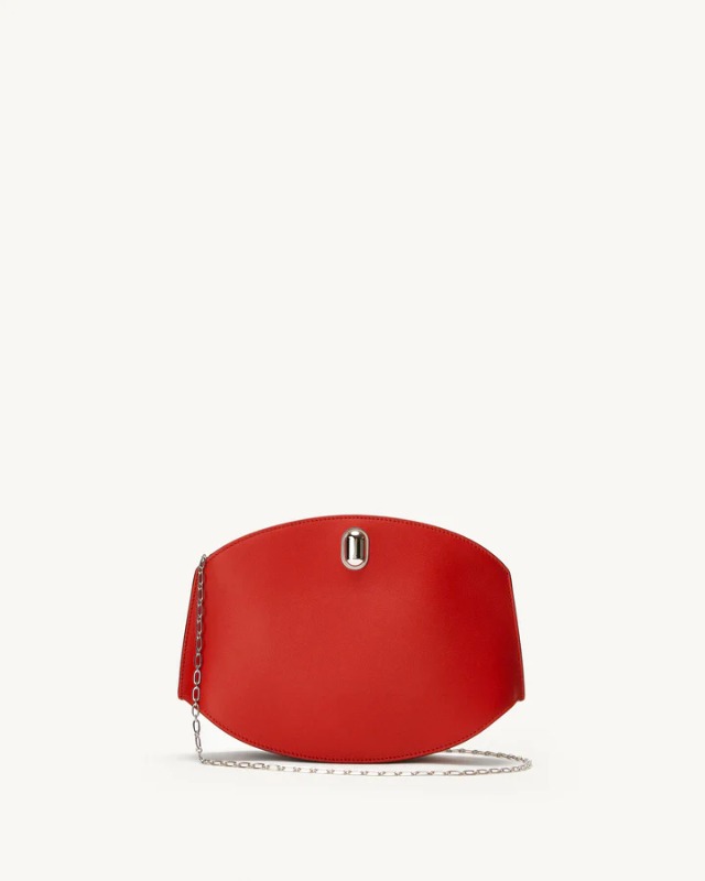 Savette Tondo Chain Crossbody in Rouge Leather
