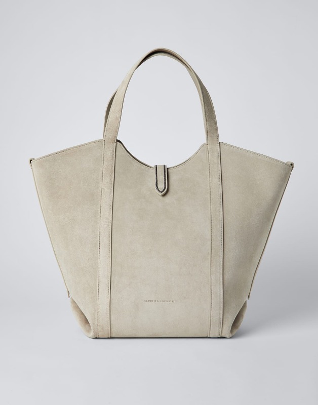 브루넬로 쿠치넬리  Suede shopper bag with monili 232MBDLD2548