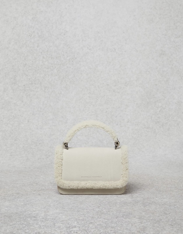 브루넬로 쿠치넬리   Nubuck city bag with monili and shearling details   232MBEMD2496