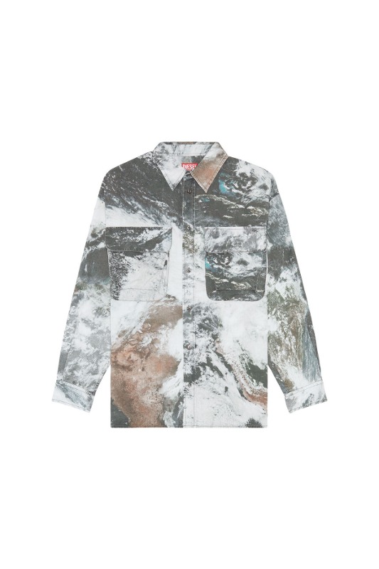 디젤 S-Dewny-Cmf Twill shirt with Planet print A107950GEAT