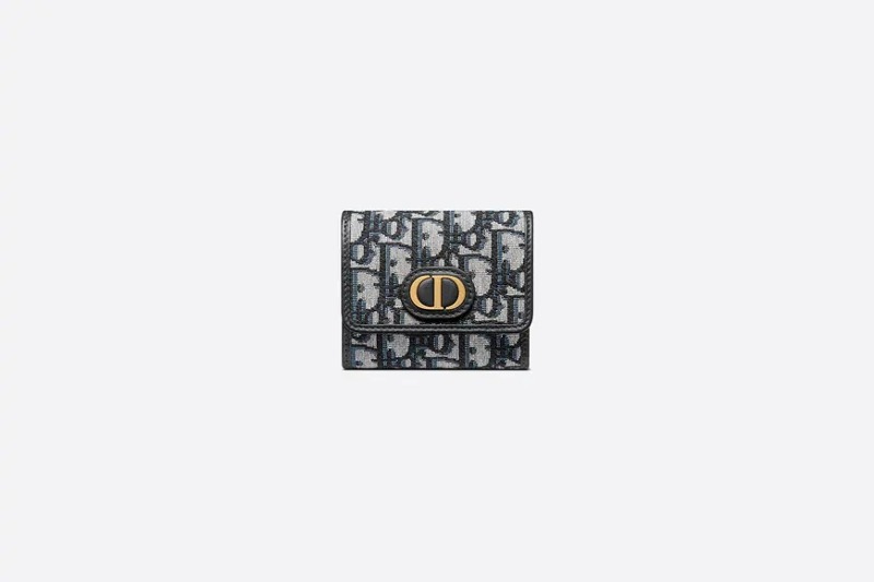 디올 30 MONTAIGNE LOTUS 지갑 블루 Dior Oblique 자카드 S2057UTZQ_M928