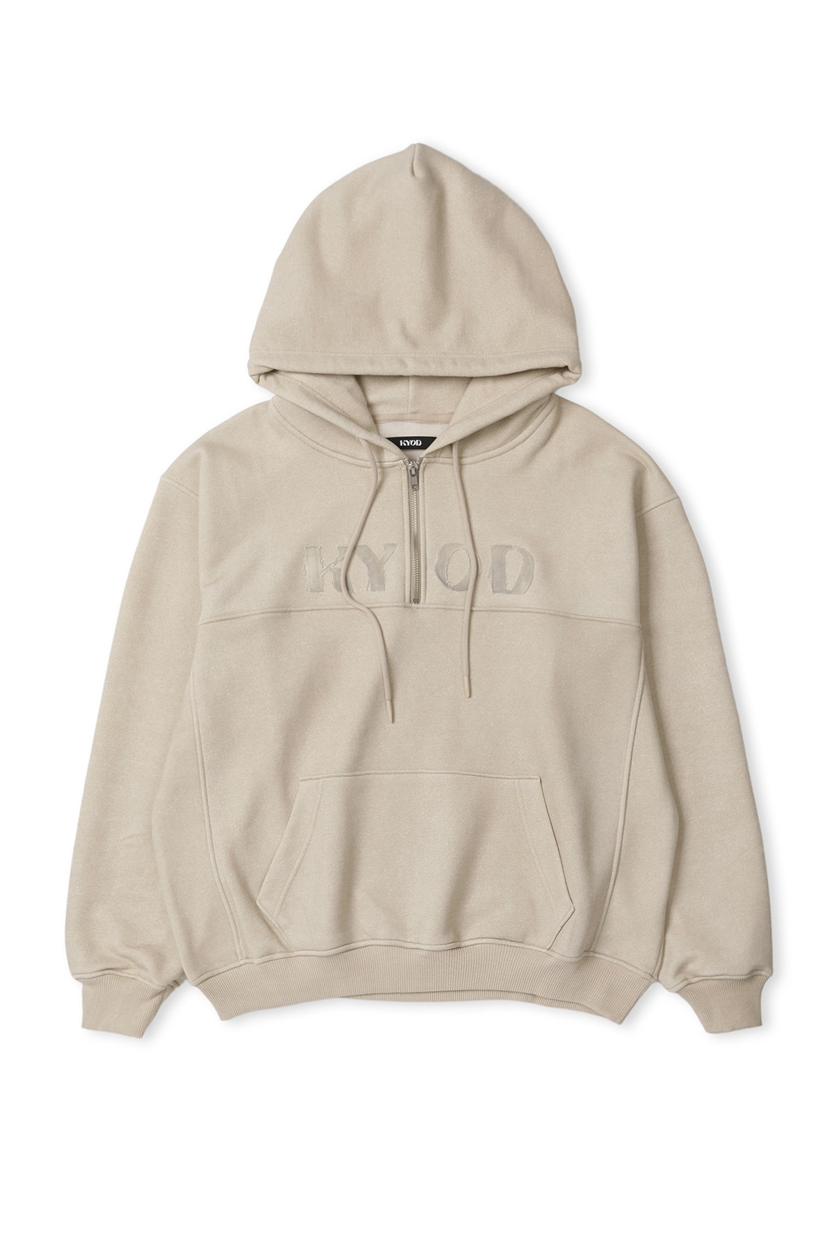 DENIM LOGO HALF ZIP-UP HOODY ( SAND )