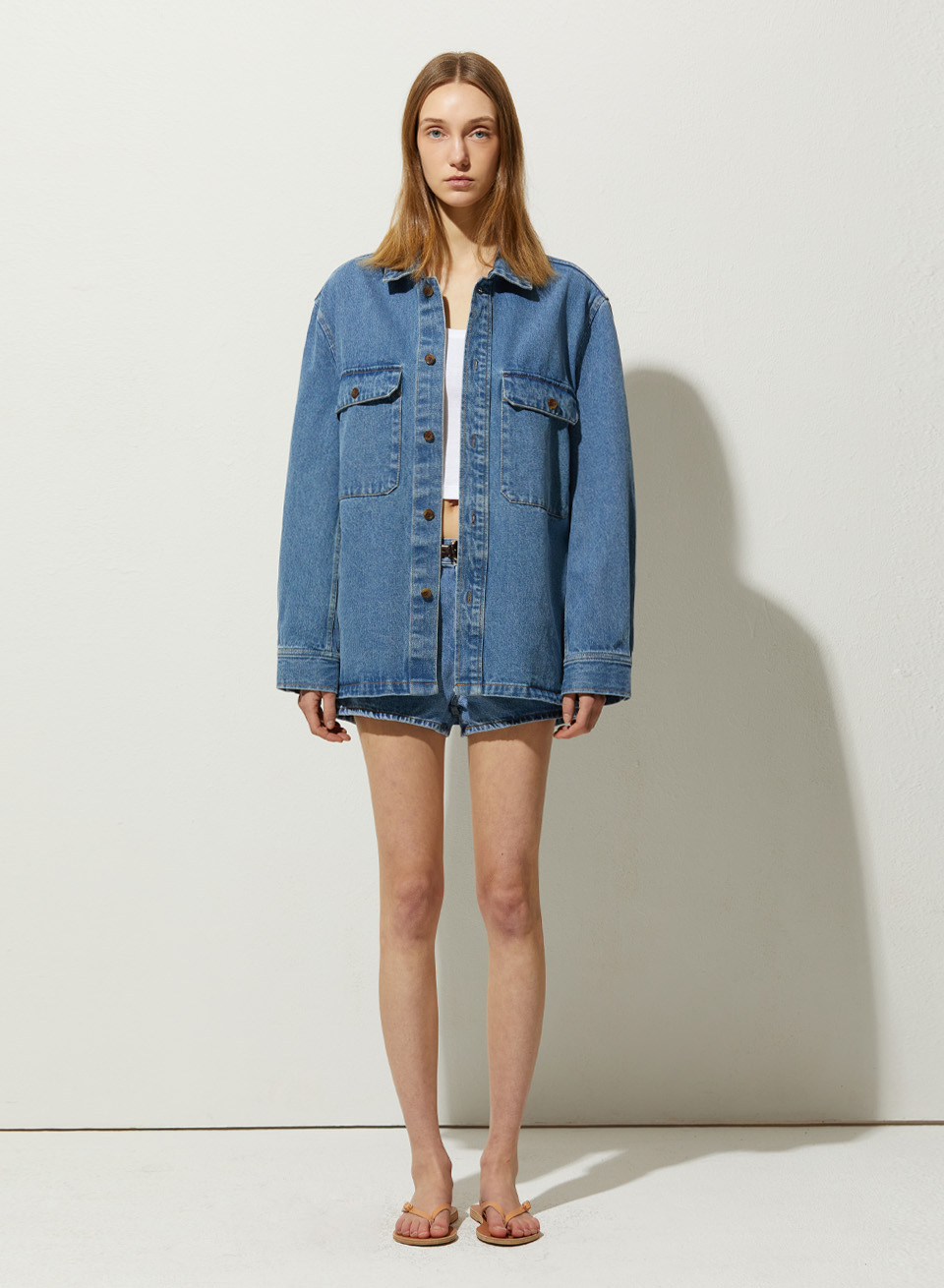 LOOSE FIT WASHING DENIM JACKET_LIGHT BLUE