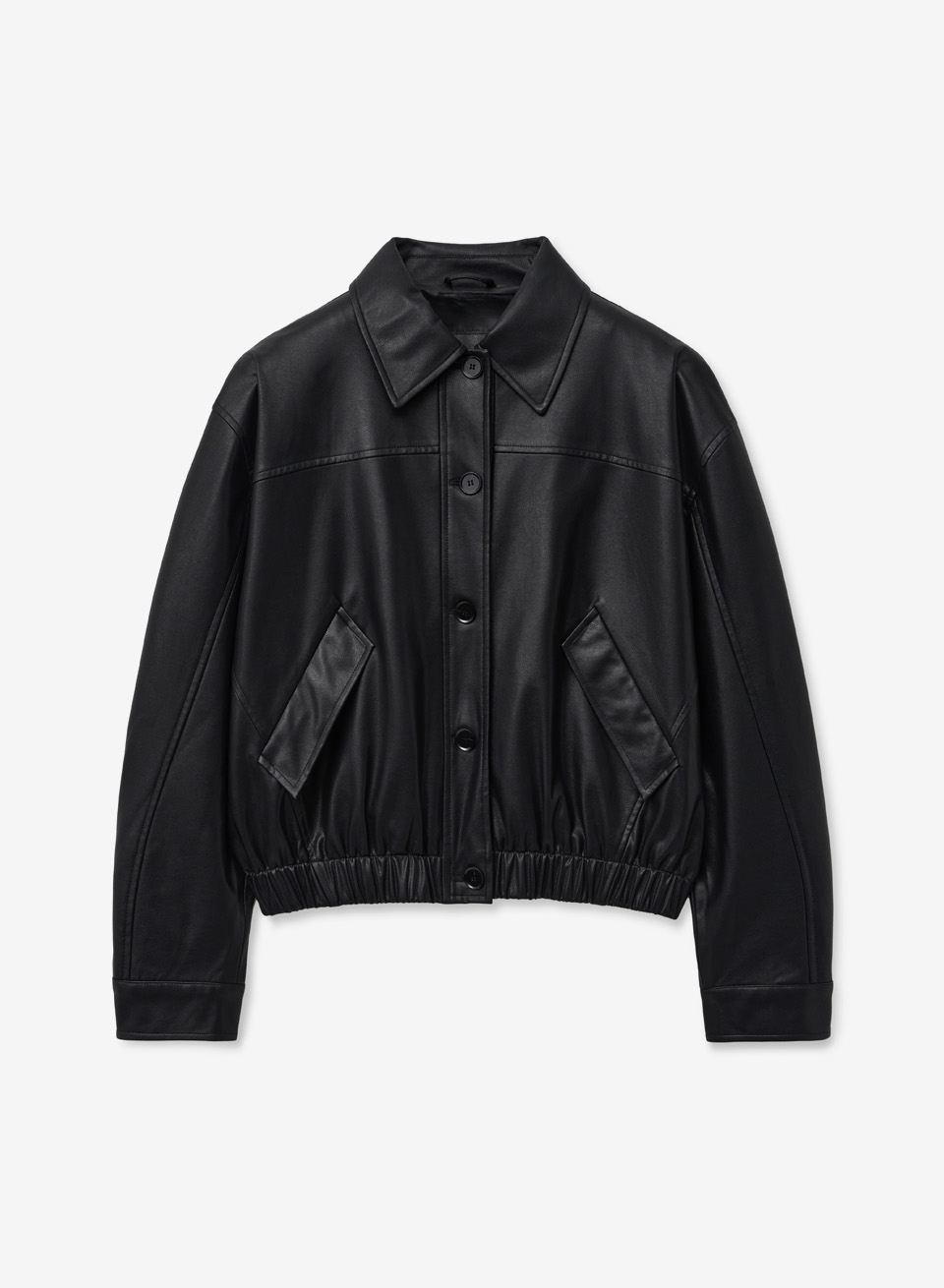 LOOSE FIT LEATHER BLOUSON JUMPER_BLACK