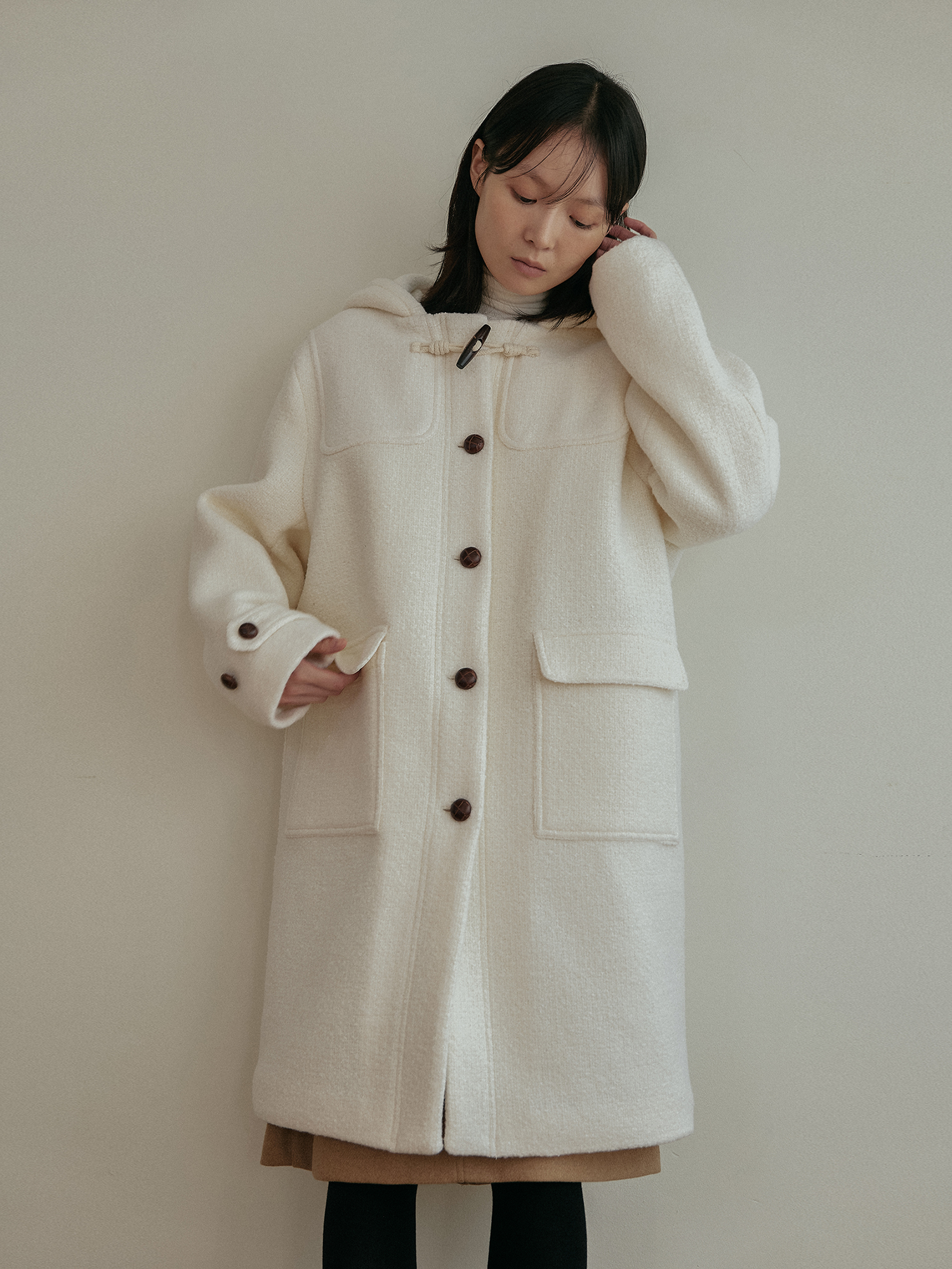 Boucle Duffle coat - Ivory