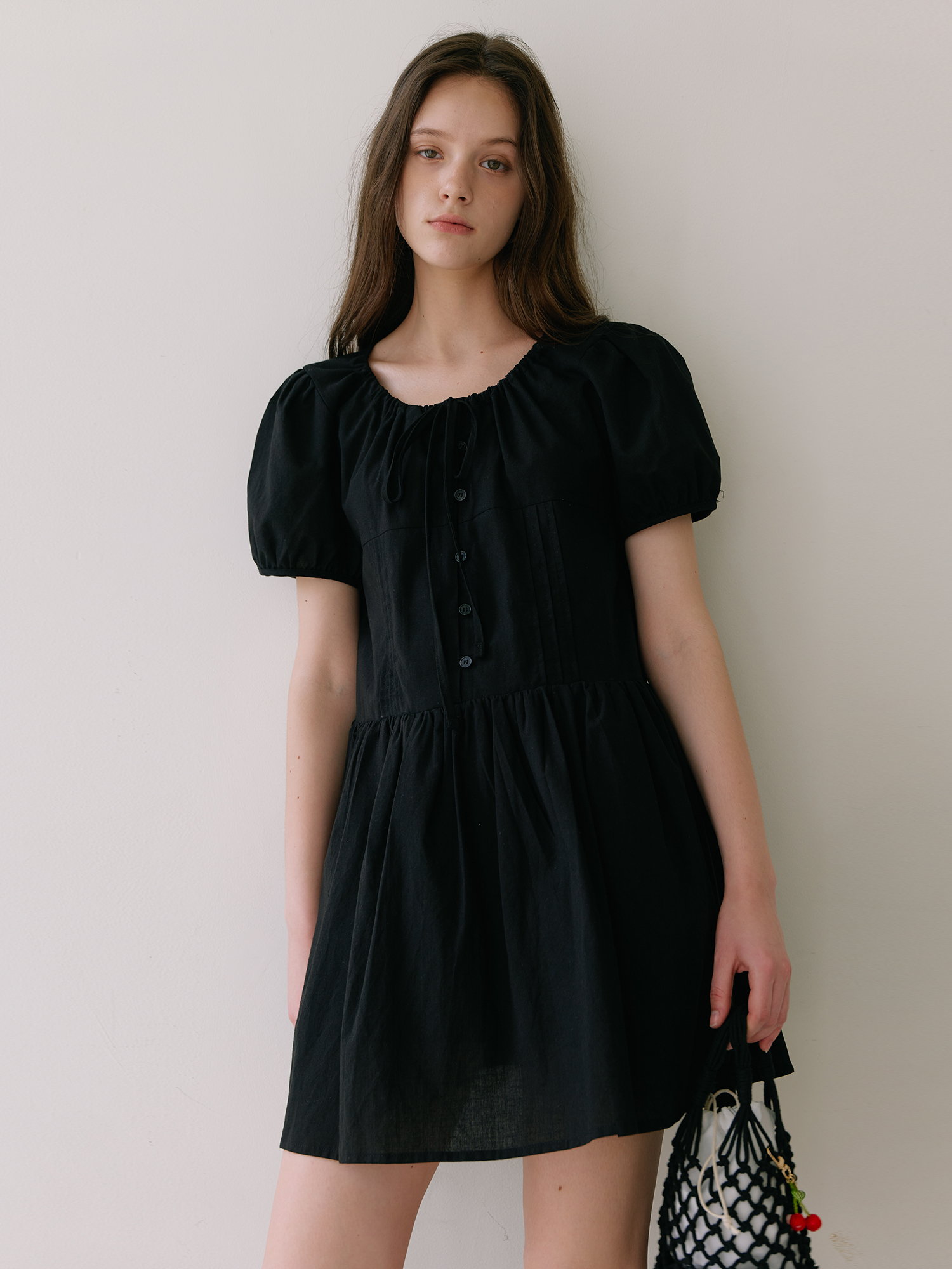 Strap Mini Dress - Black