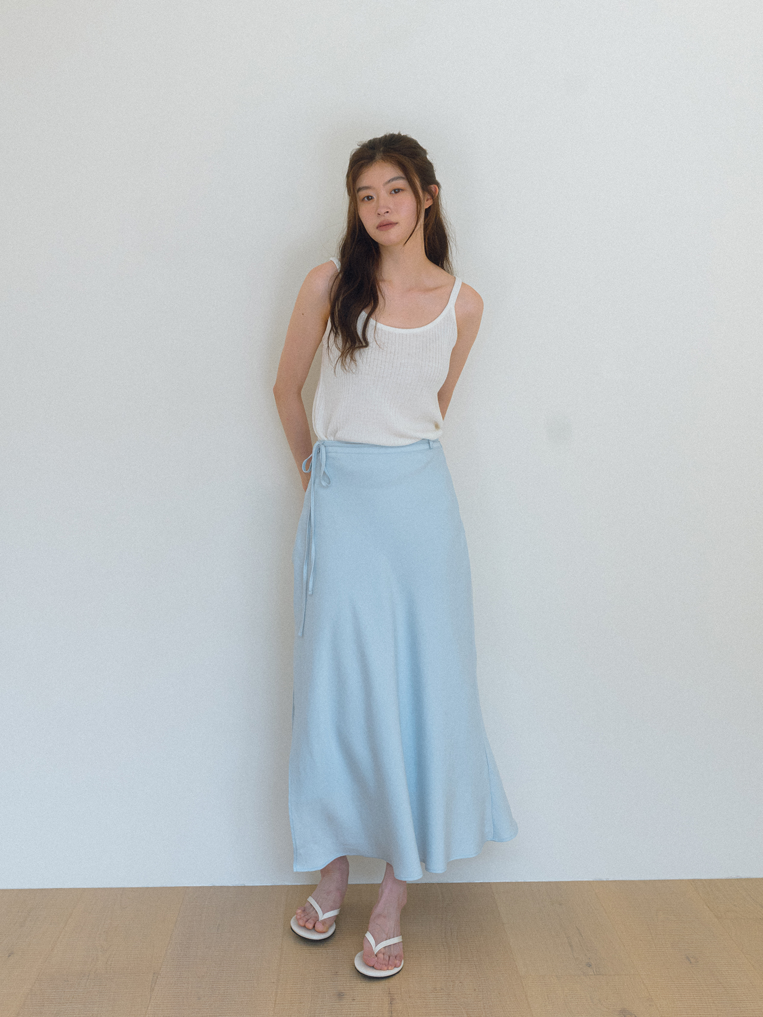 Flow Wrap Maxi Skirt - Sky blue