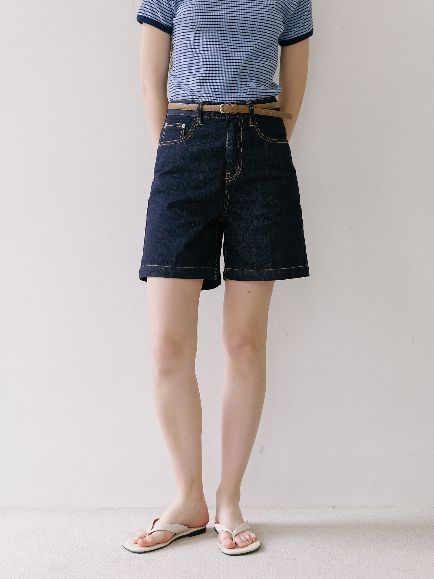 LM17 Indigo Denim Pintuck Shorts