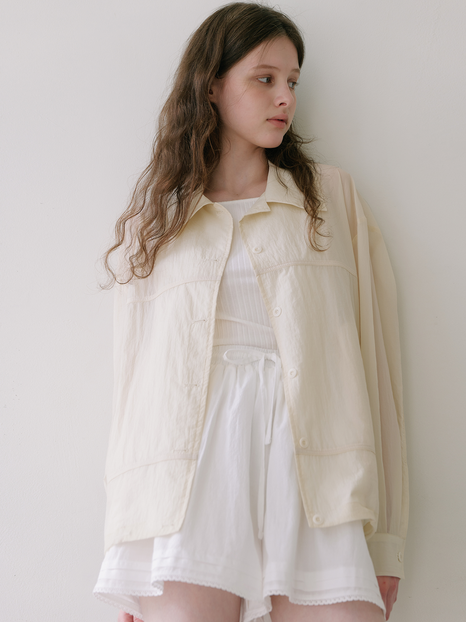 Nylon Rustle Windbreaker - Cream