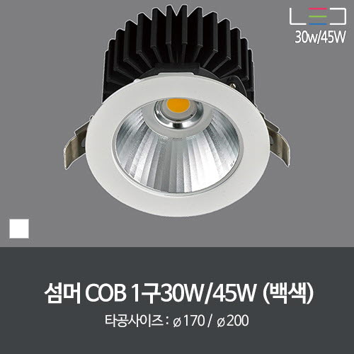 [LED 30W/45W ] 섬머 COB 1구 타공:170mm/200mm~210mm (백색)