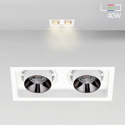 [LED 40W] 던비 회전 멀티2구 매입등 (사각타공:215x105mm)