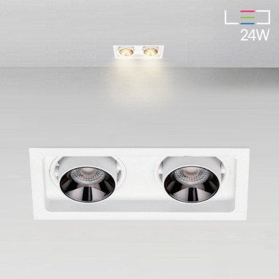 [LED 24W] 던비 회전 멀티2구 매입등 (사각타공:180x90mm)