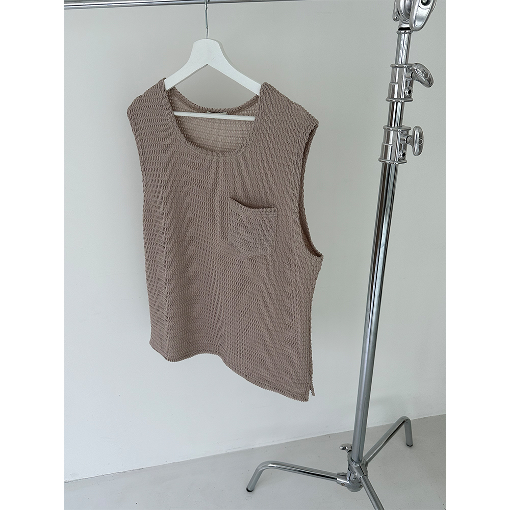 [S/S] Square pocket knit sleeveless(5color)