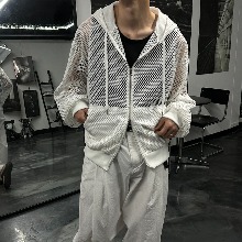 [Unisex] Mesh hood zip up(2color)