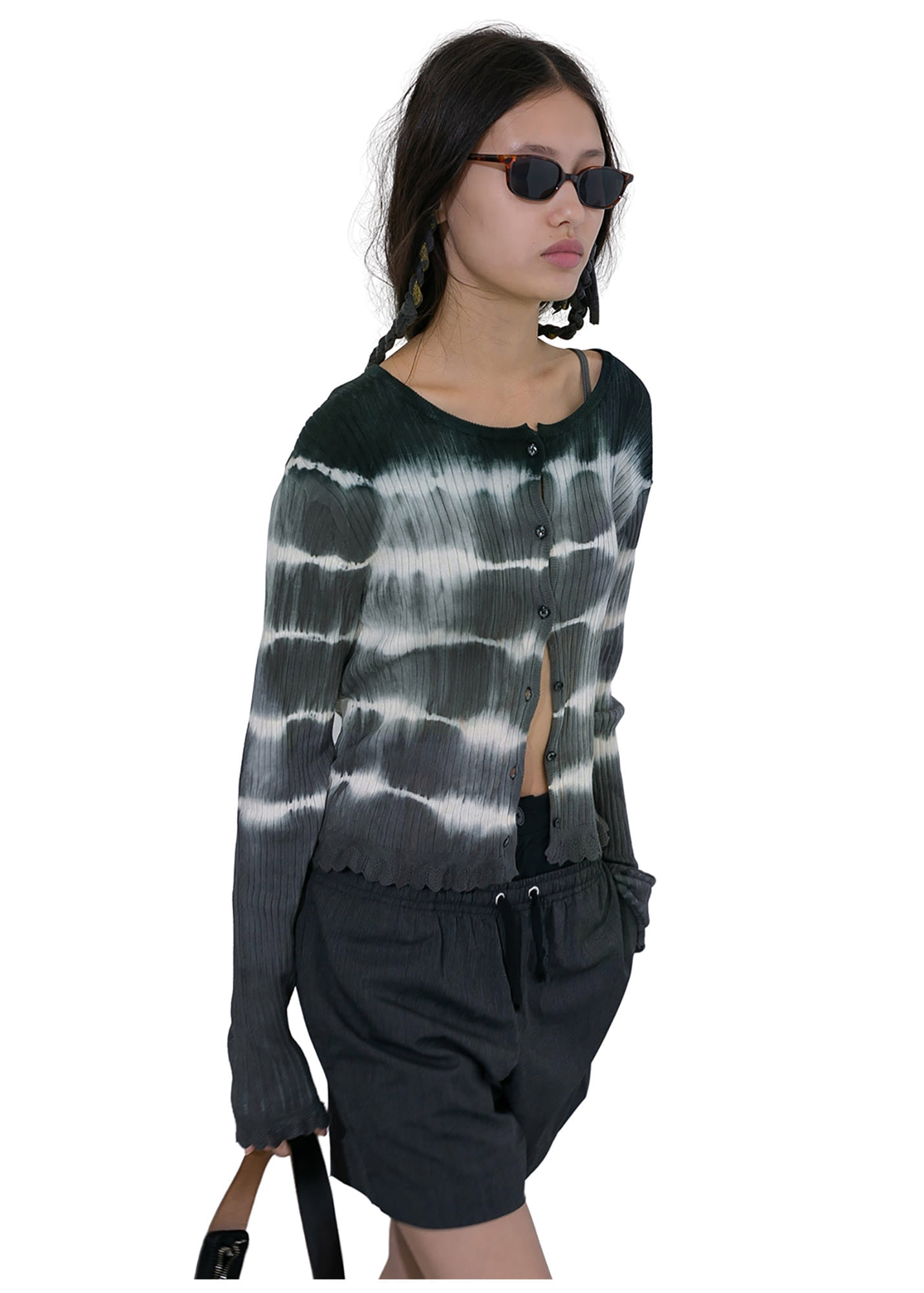 トップス DIP-DYE RIB KNIT CARDIGAN PERVERZE トップス DIP-DYE RIB KNIT CARDIGAN PERVERZE PERVERZE_SS25