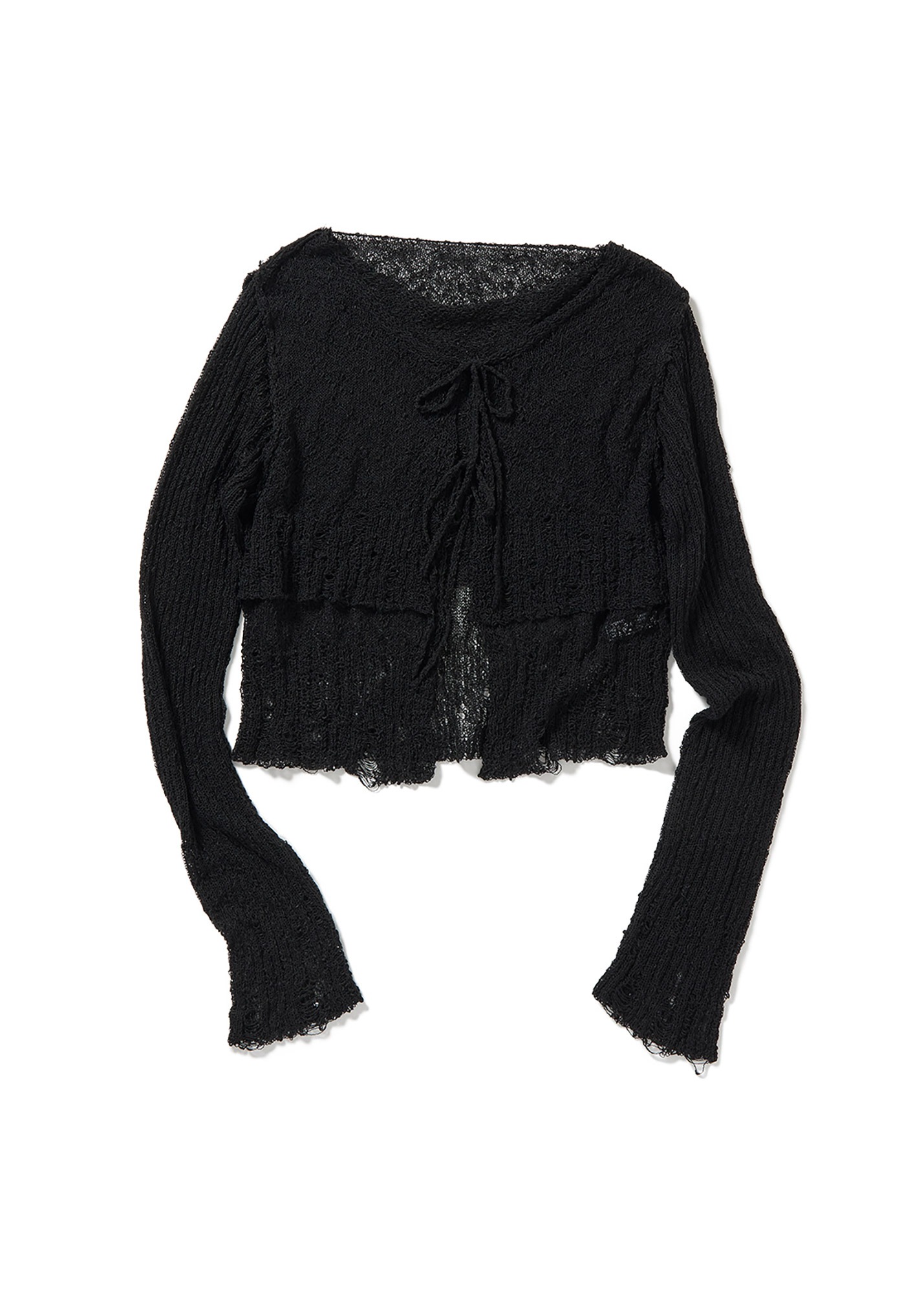 퍼버즈 DOUBLE SHEER CARDIGAN (BLACK) - SHOP LCDC