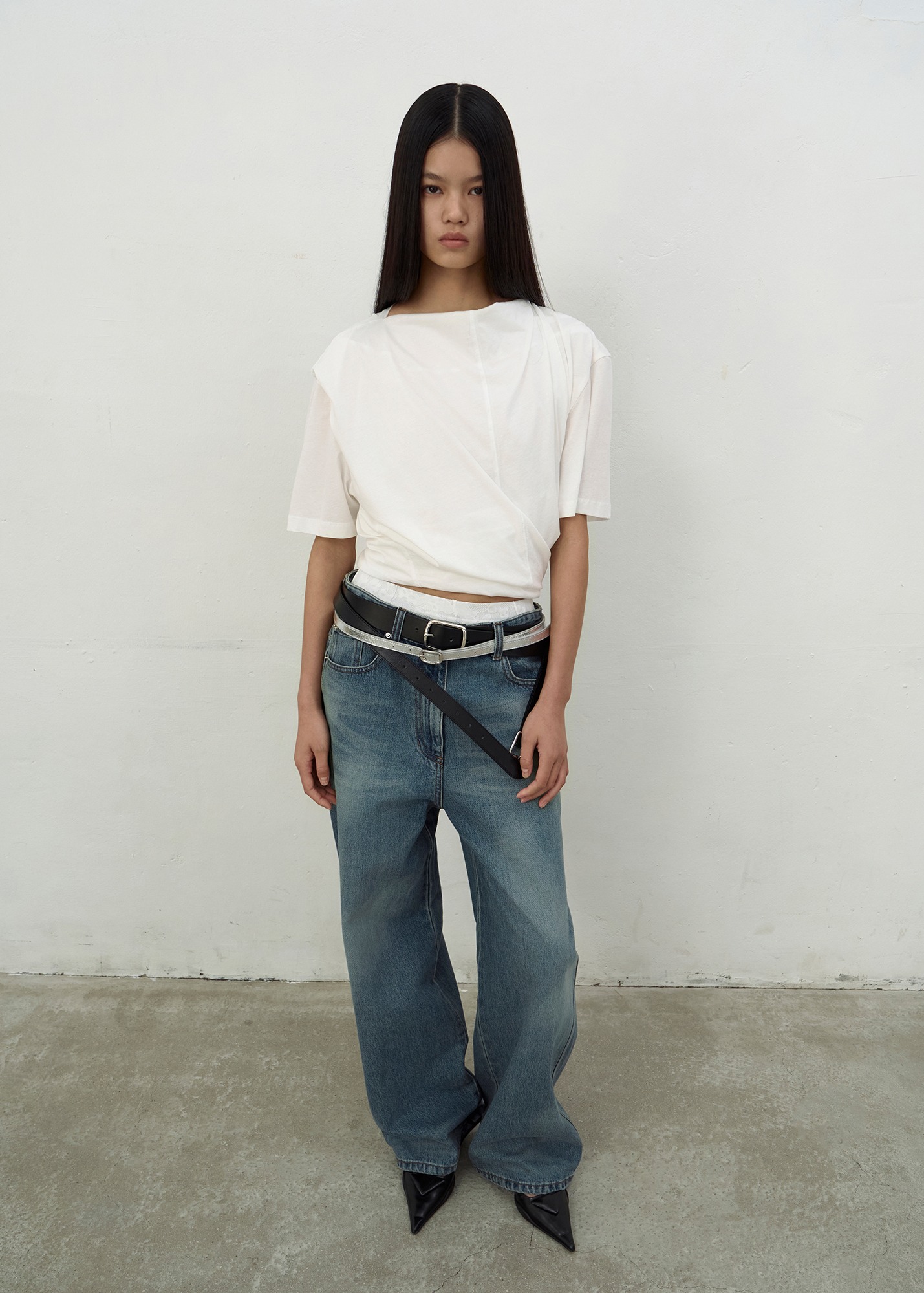 LCDC ♥ BLUE WASHED DART DETAIL DENIM /追跡付 BLUE WASHED DART DETAIL DENIM (BLUE)