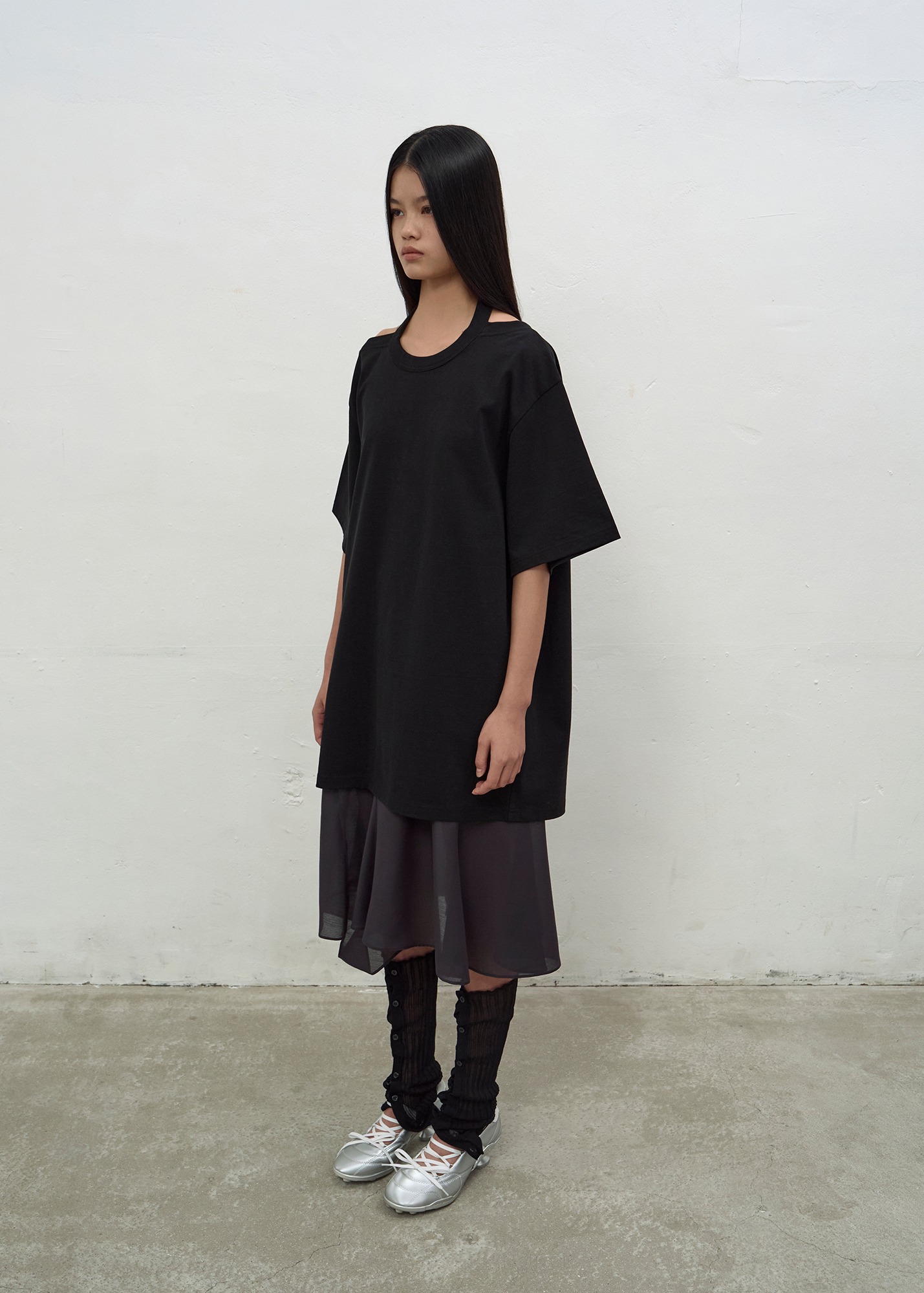 LCDC ♥ HALTERNECK OVERSIZED T-SHIRT /追跡付 HALTERNECK OVERSIZED T-SHIRT (BLACK)