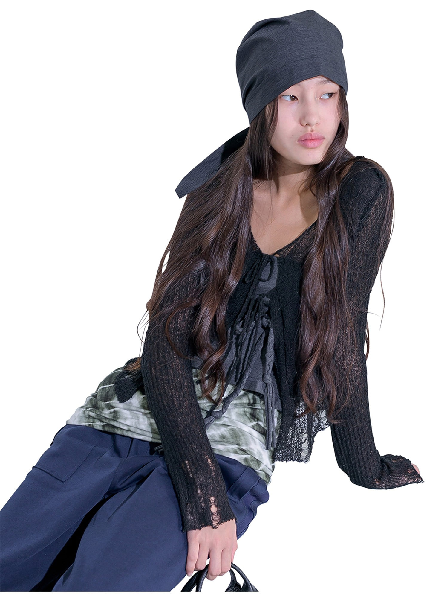 トップス PERVERZE Double Sheer Cardigan / Black 퍼버즈 DOUBLE SHEER CARDIGAN (BLACK) - SHOP LCDC