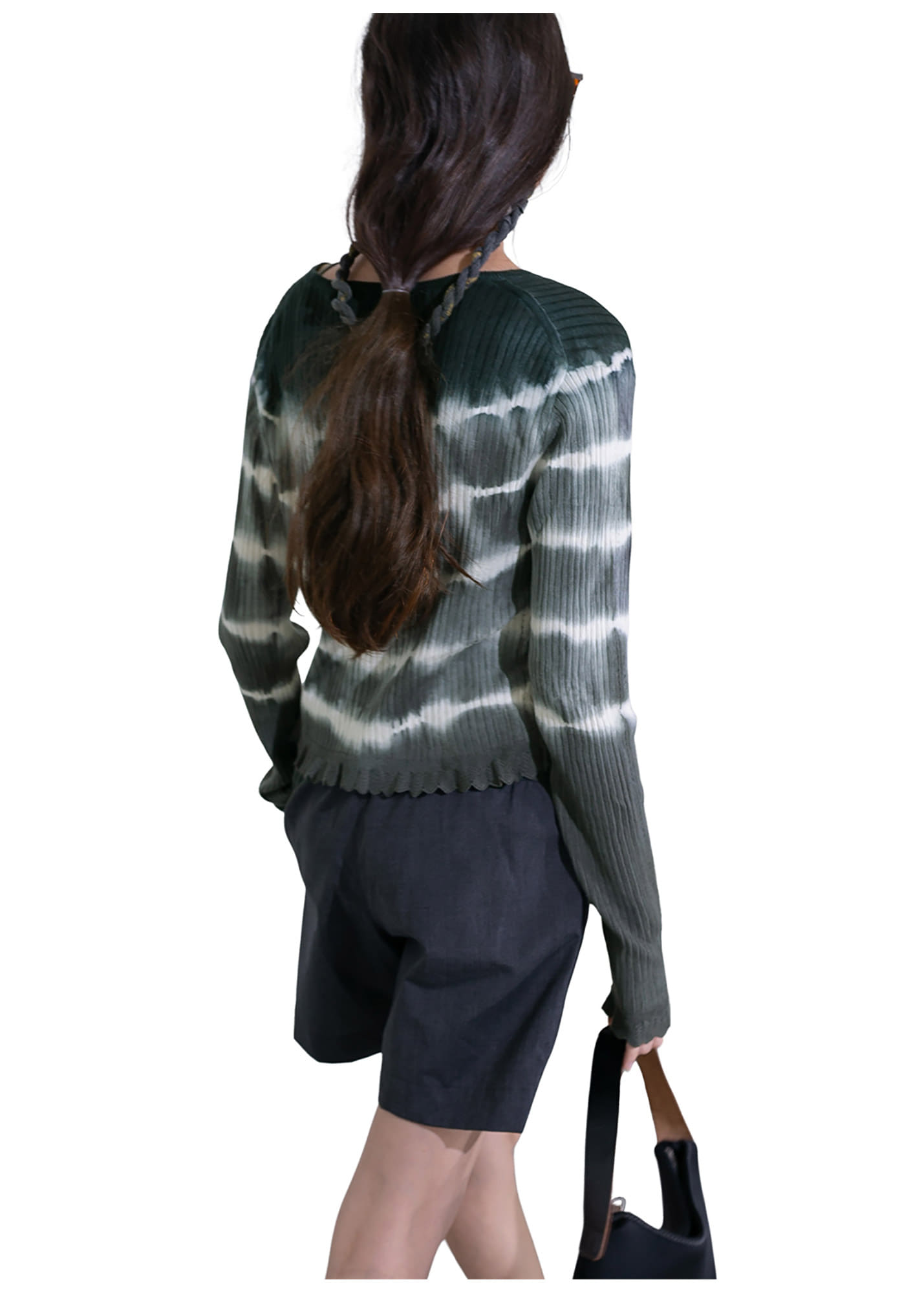 퍼버즈 DIP-DYE RIB KNIT CARDIGAN (BLACK) - SHOP LCDC