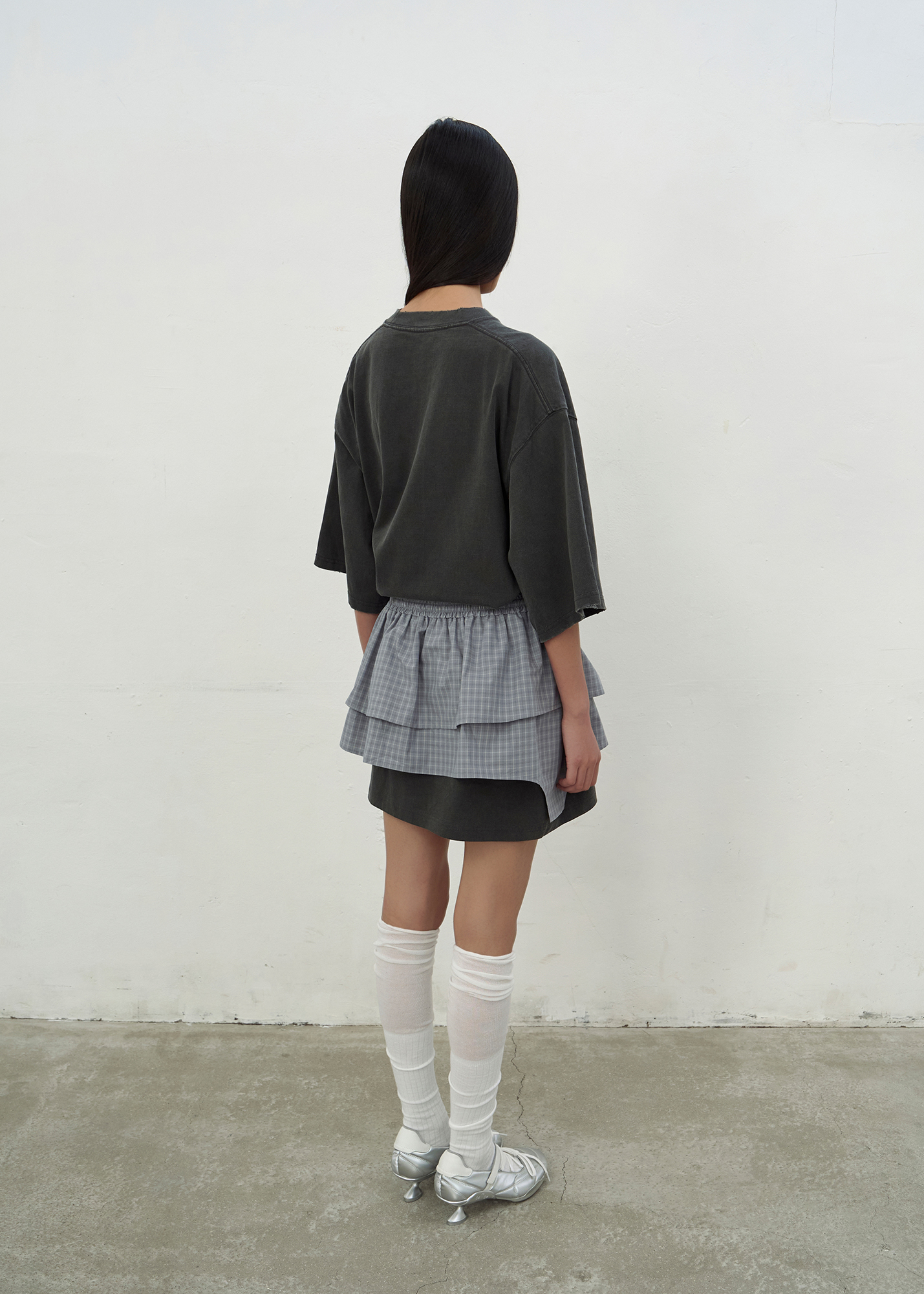 ミニスカート LCDC : 25SS / CHECKED FRILL MINI SKIRT (GREY) CHECKED FRILL MINI SKIRT (GREY)