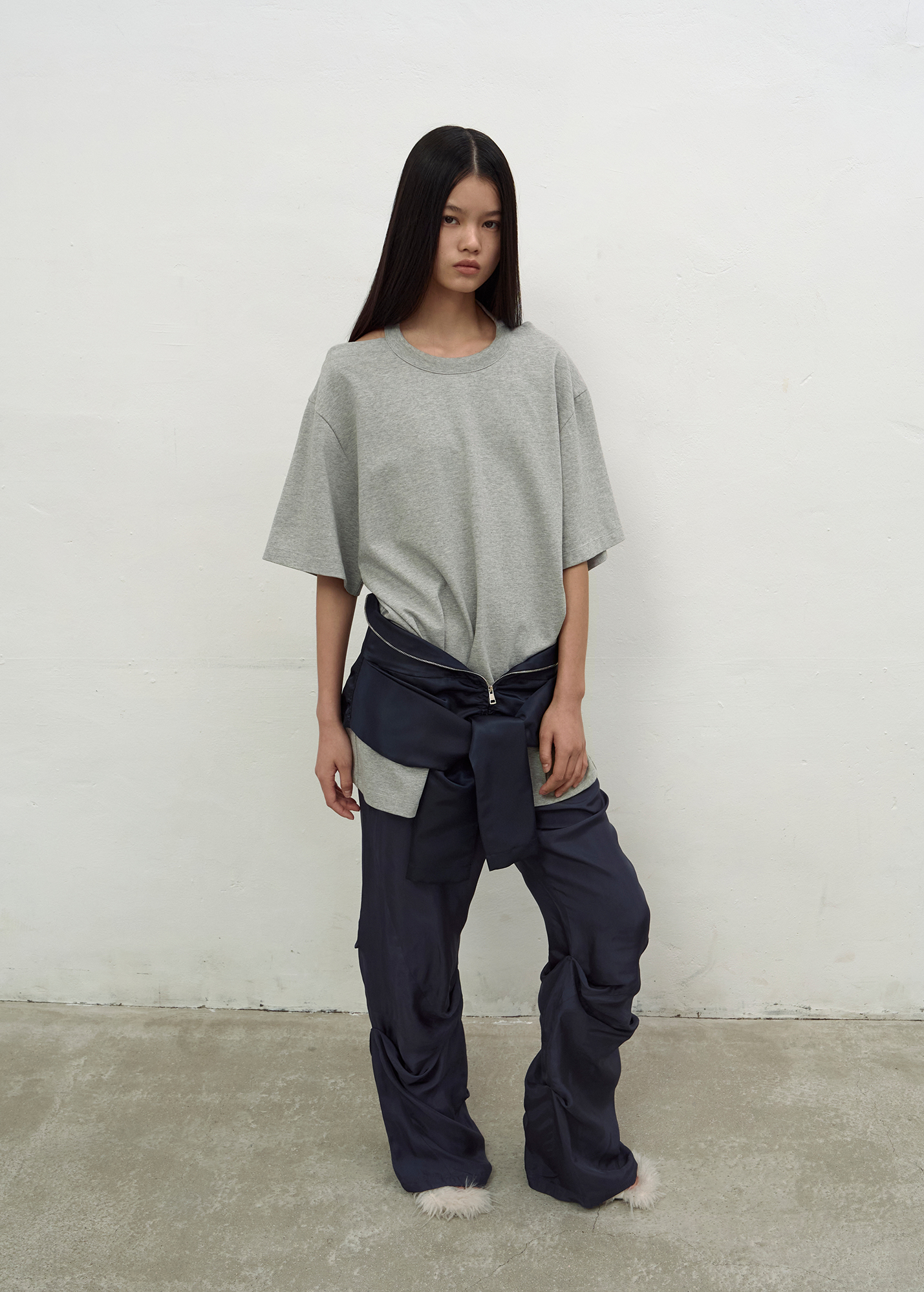 LCDC ♥ HALTERNECK OVERSIZED T-SHIRT /追跡付 3rd REORDER] HALTERNECK OVERSIZED T-SHIRT (MELANGE GREY)