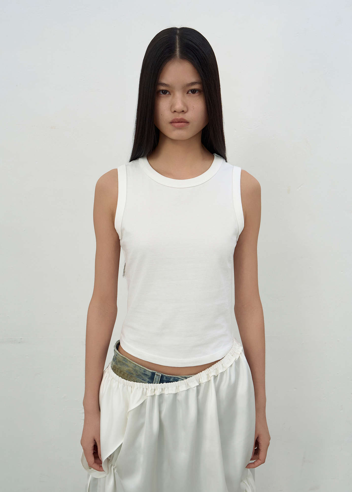 LCDC ♥ SHIRRING SLEEVELESS DRESS /追跡付 SHIRRING SLEEVELESS DRESS (WHITE)