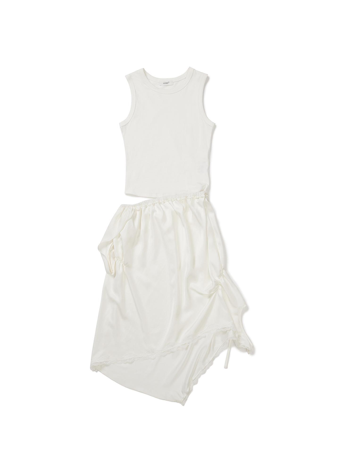 LCDC ♥ SHIRRING SLEEVELESS DRESS /追跡付 SHIRRING SLEEVELESS DRESS (WHITE)