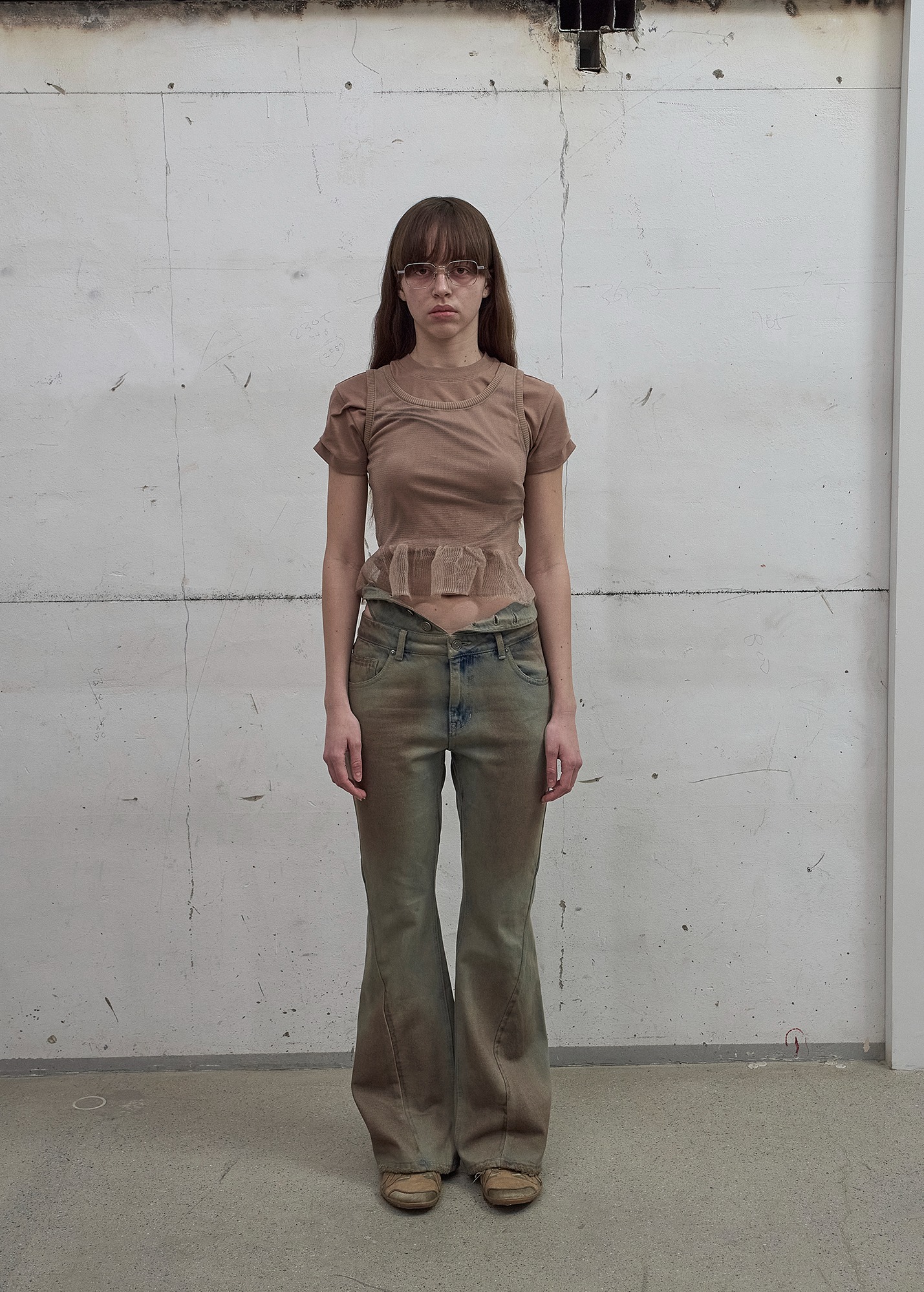 デニム・ジーパン LCDC : 25SS / CUT-OUT WAIST WASHED DENIM (SAND GREY) CUT-OUT WAIST WASHED DENIM (SAND GREY)