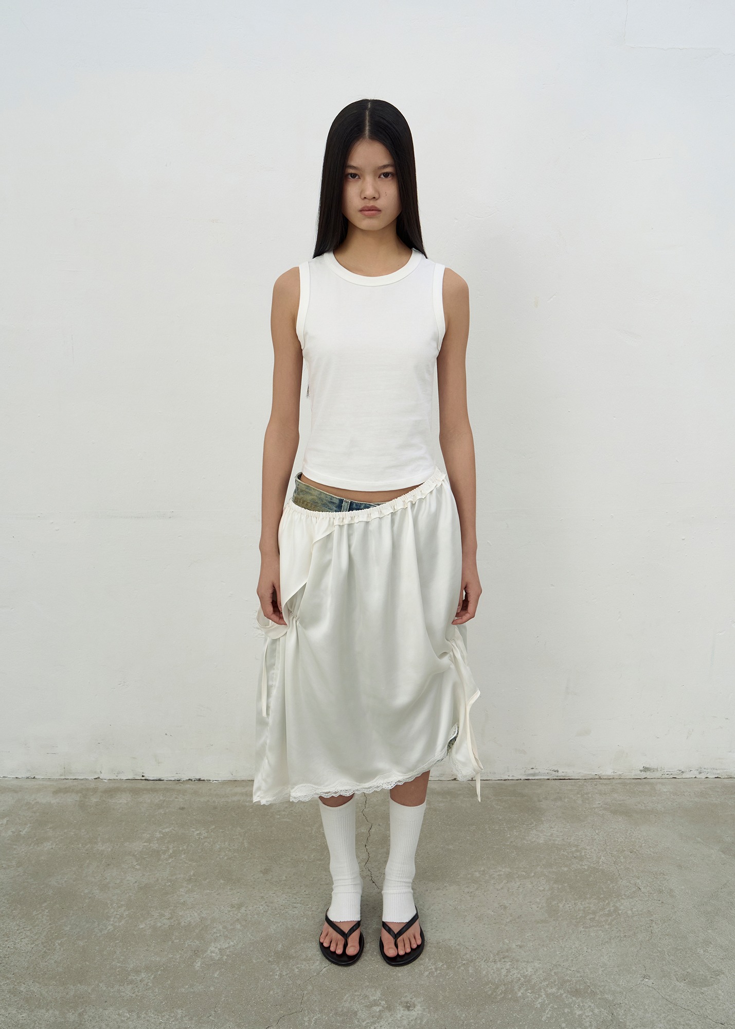 LCDC ♥ SHIRRING SLEEVELESS DRESS /追跡付 SHIRRING SLEEVELESS DRESS (WHITE)