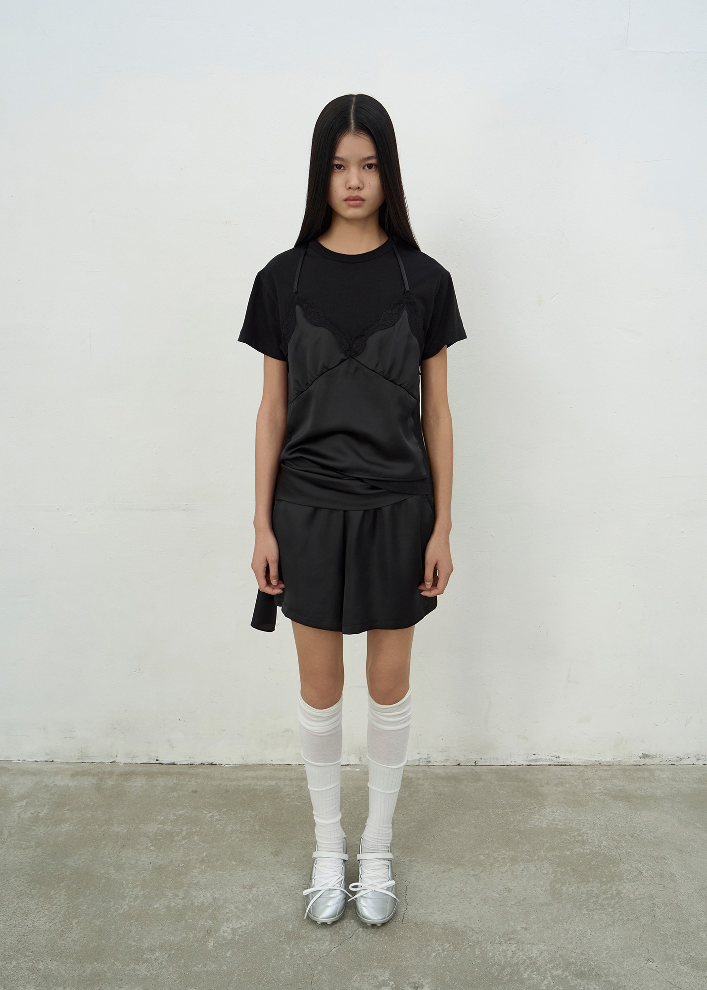 【NONCODE】Ver Bustier Layered Shirt BUSTIER LAYERED T-SHIRT (BLACK)