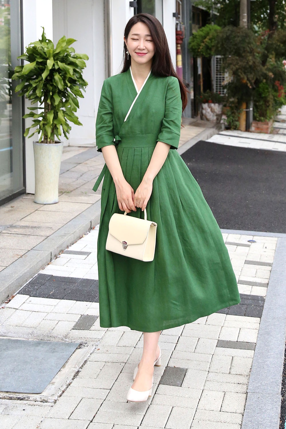 korean style dress green Amazon.com: Korean Style Cotton Linen Chic Green Summer Dresses for Women Casual Loose Long Office Dress Green M : Clothing, Shoes & Jewelry