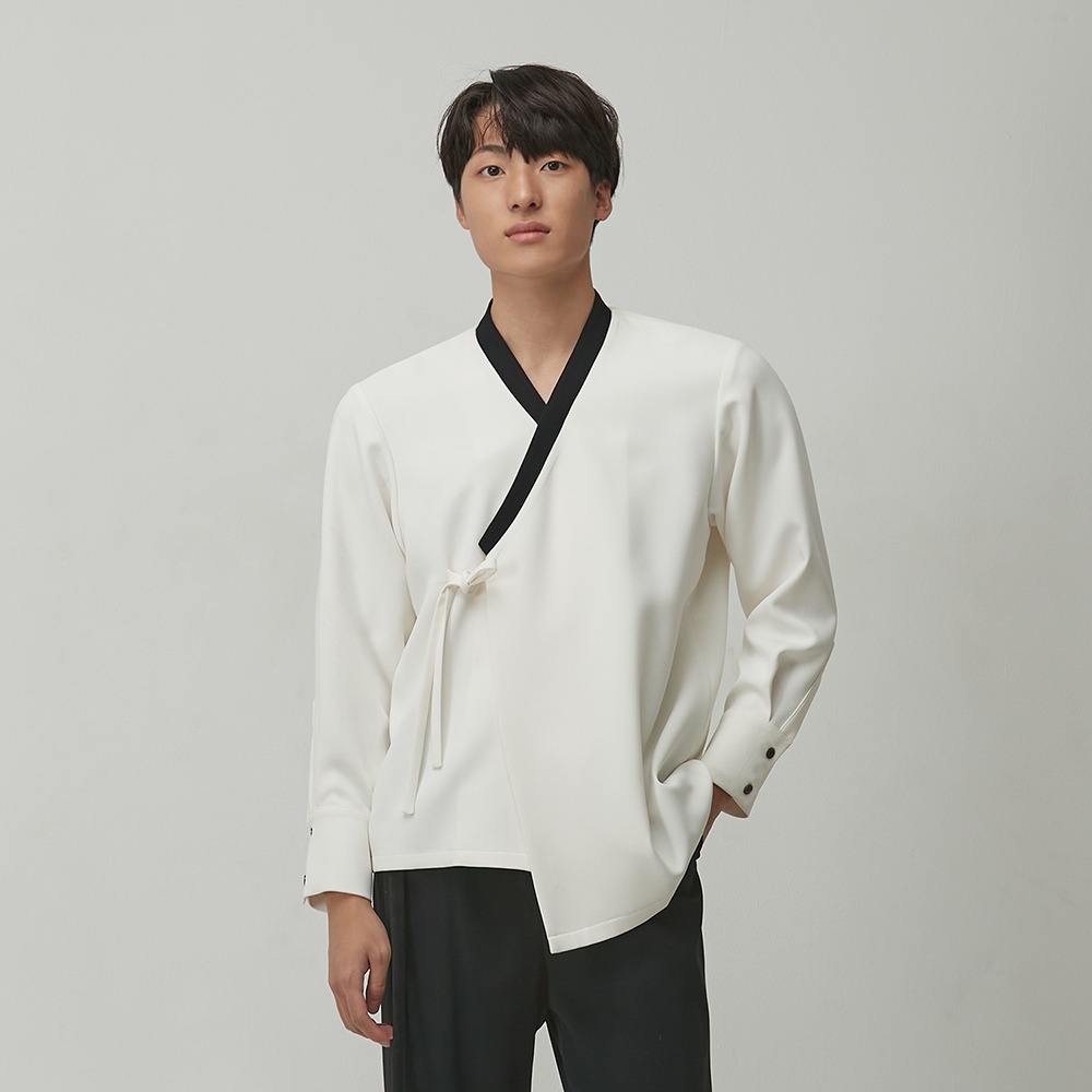 Black & White Oversized Long-sleeve Jeogori [ivory]