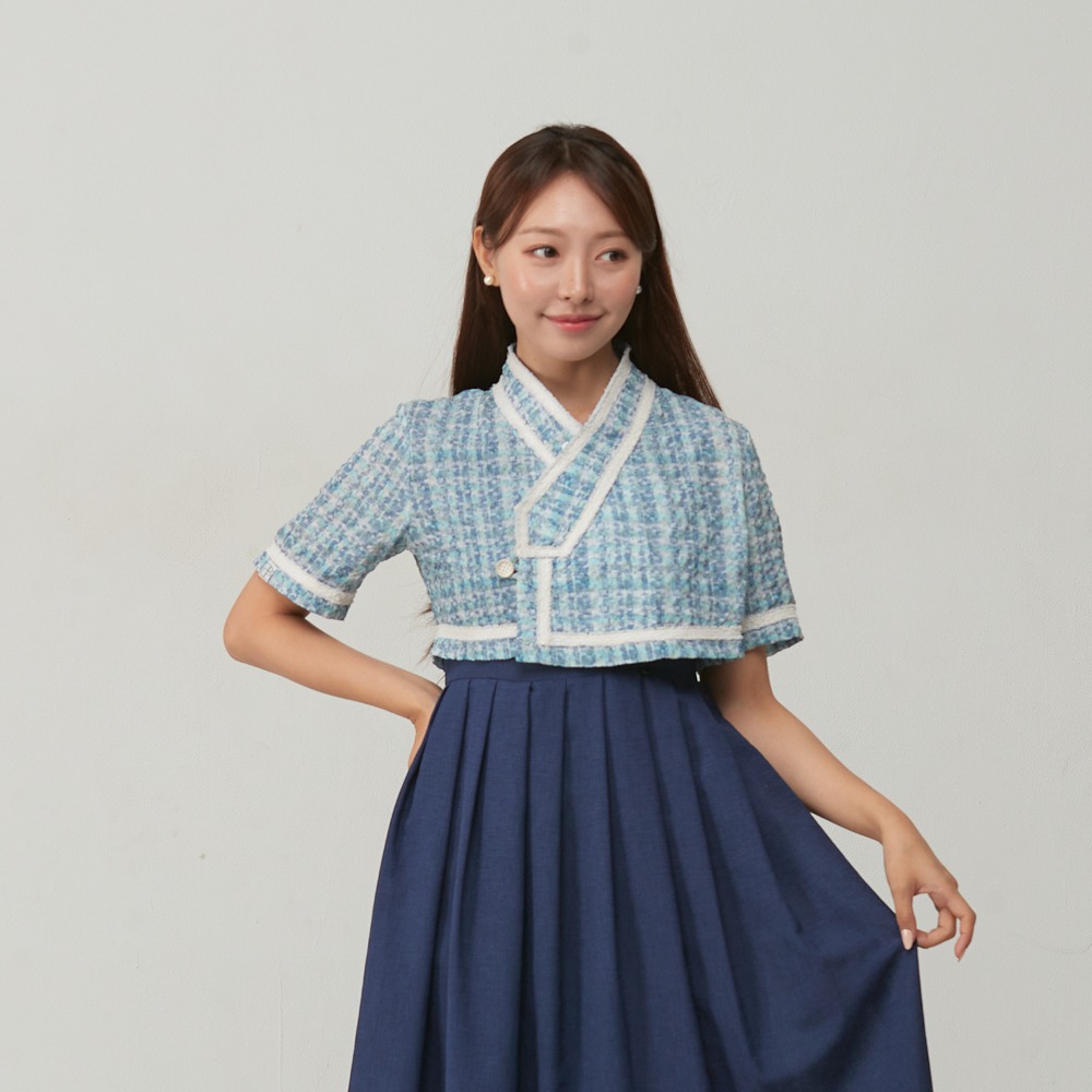 Sky Tweed Short-sleeve Jeogori