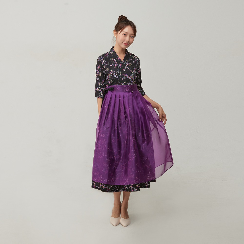 Yeomi Double-layer Cheollik Dress [purple]