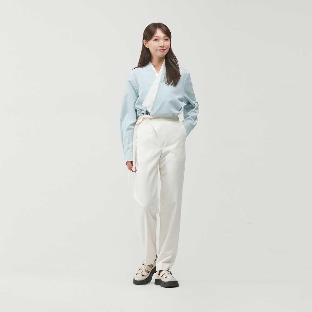 Hidden Banded Sapok Slacks [Off white]