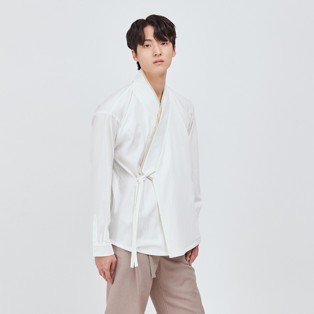 All-Season Double-Collar Top Jeogori [White]