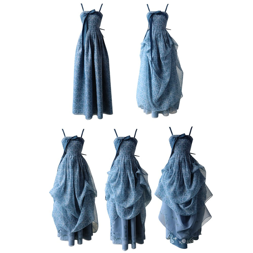 Taejo Portrait Closure Hanbok Dress [dusty blue]