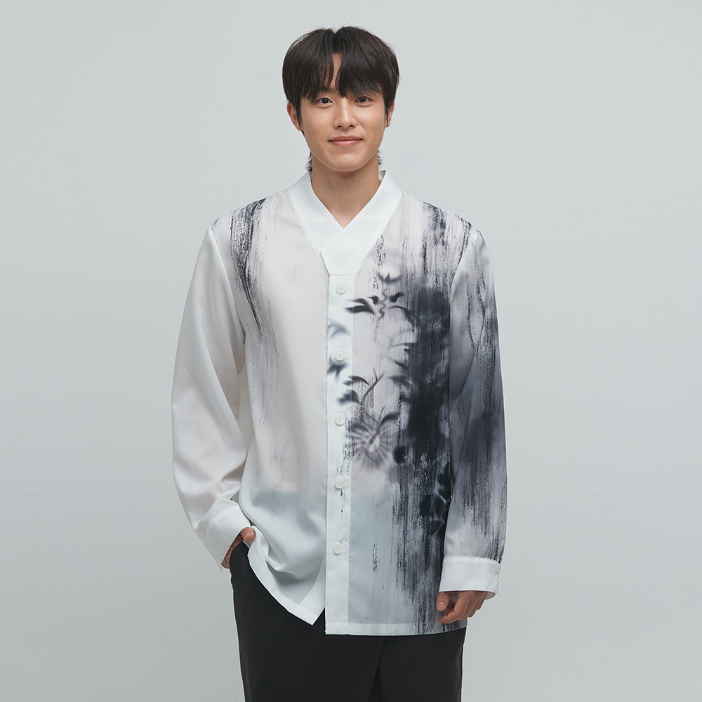 Ink-Wash Shirt Jeogori [White]