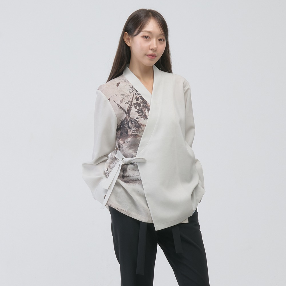 Hwajodo Long-Sleeve Shirt Jeogori [Beige]