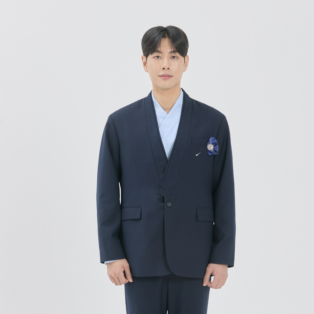 Mid Collar Formal Hanbok Formal Jacket [navy]