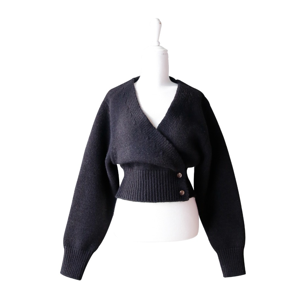 Two-button wool Cardigan [black]