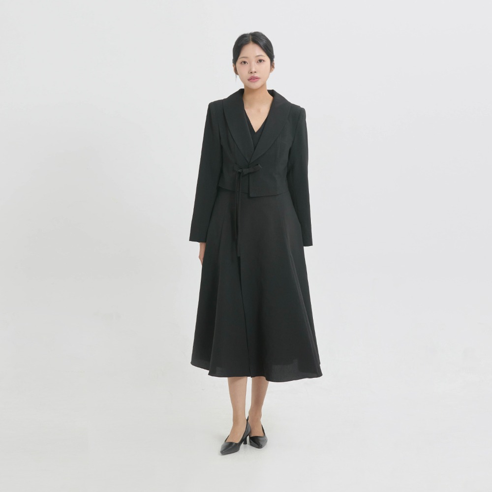 Shawl-Collar Orot Dress [Black]