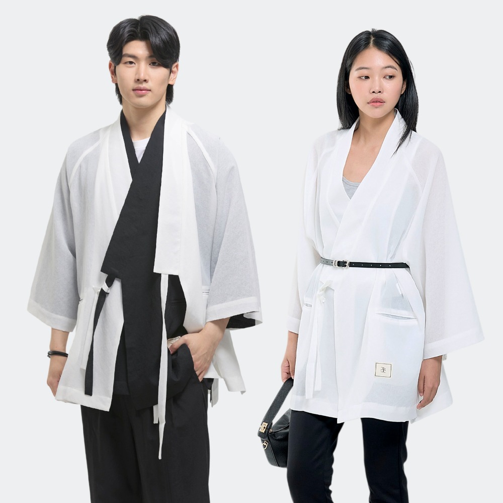 Layered Top Long Jeogori [White]