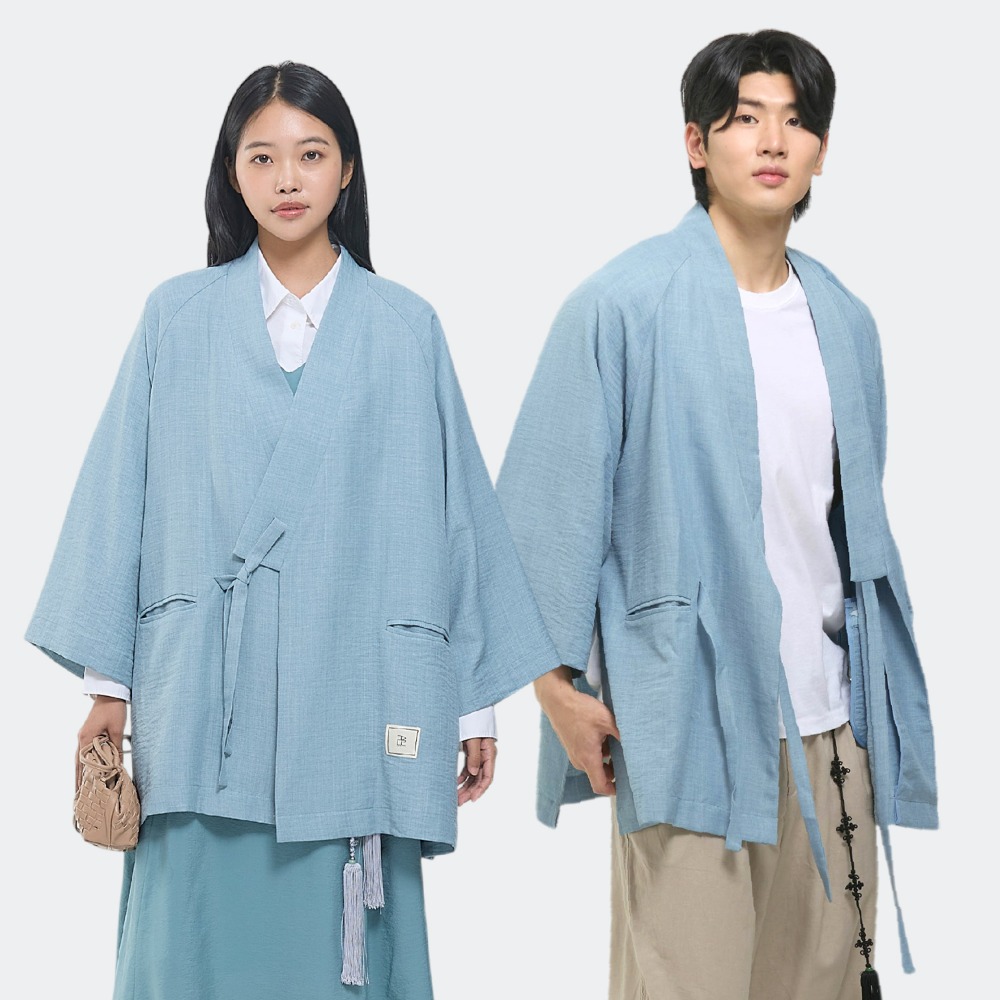 Layered Top Long Jeogori [SkyBlue]