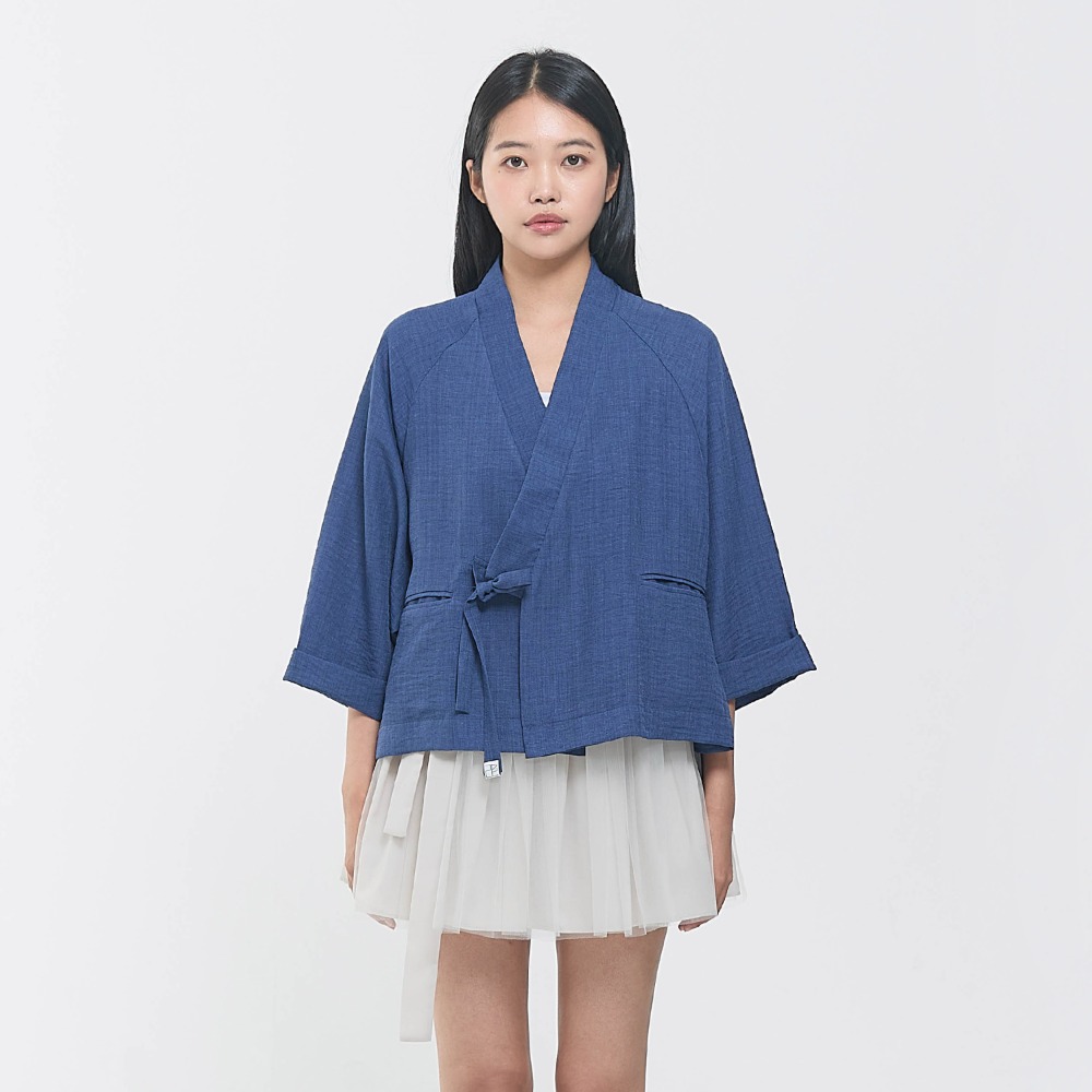 Layered Top Short Jeogori [Blue]