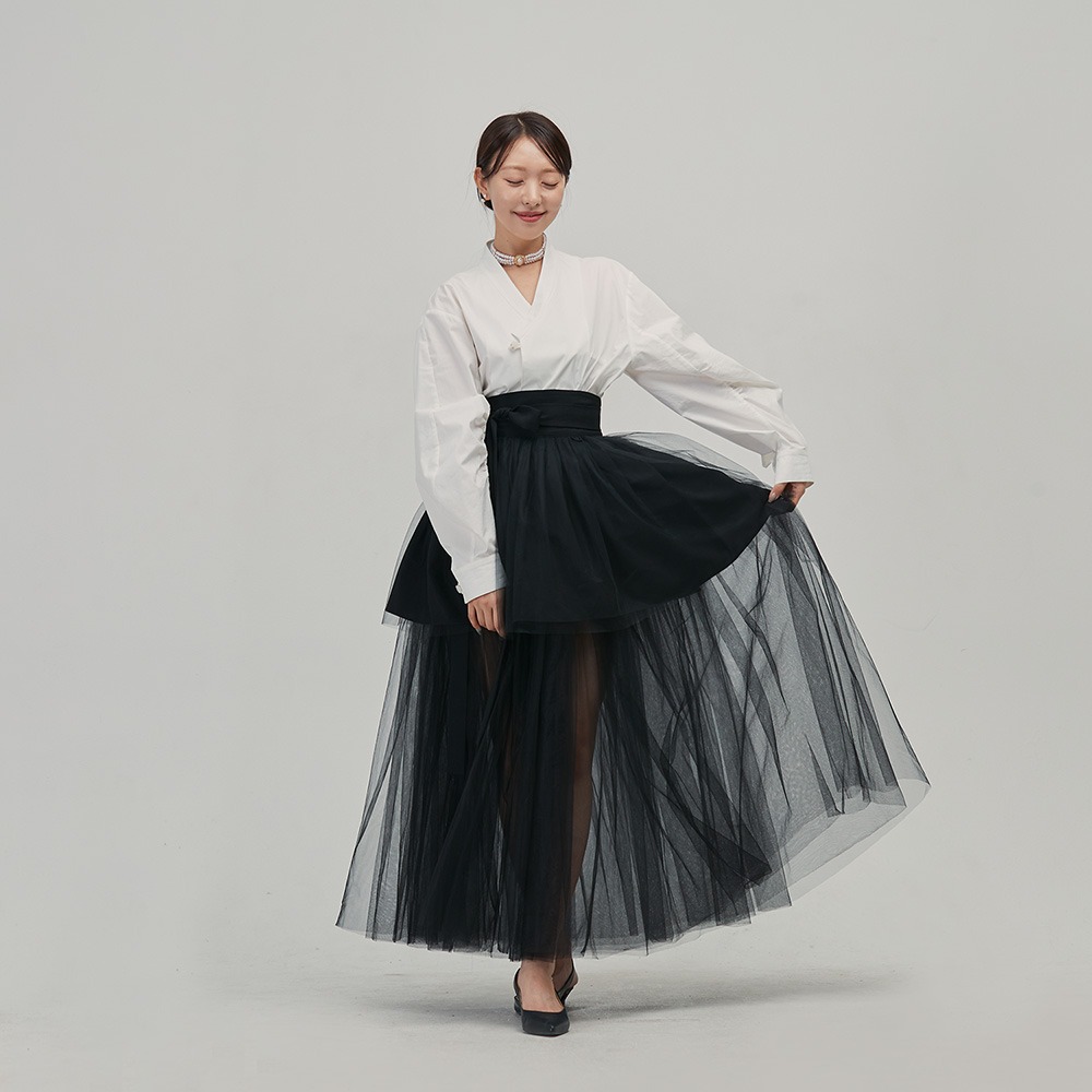 Tulle Wrap Skirt [Black] - LEESLE