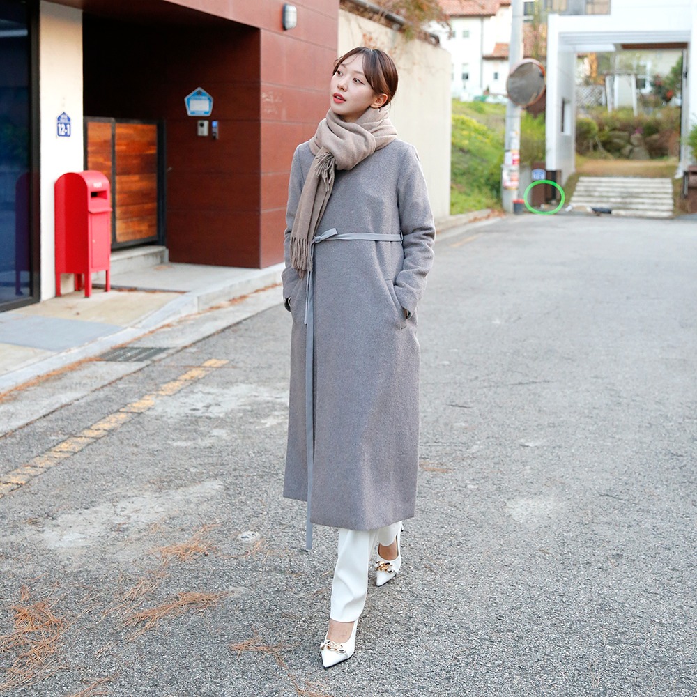 Womens Sochangui Maxi Coat [Warm gray] LEESLE